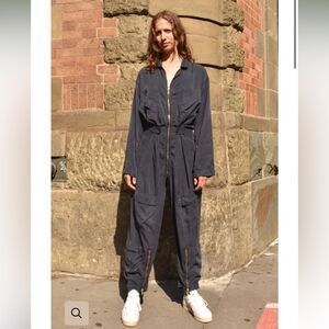 JUDI ROSEN Flightsuit Zip-Front Navy Jumpsuit